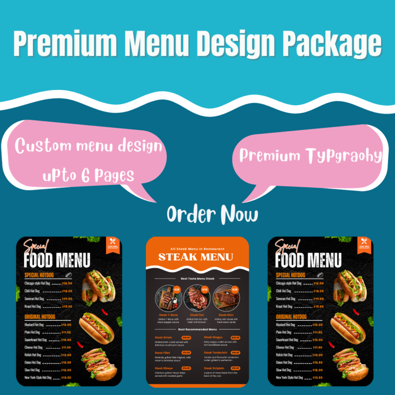 Premium Menu Design Package Deposit